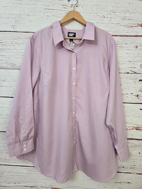 NWT Lands’ End Women’s Pink Button Down Shirt 24W Long Sleeve Plus Size Blouse